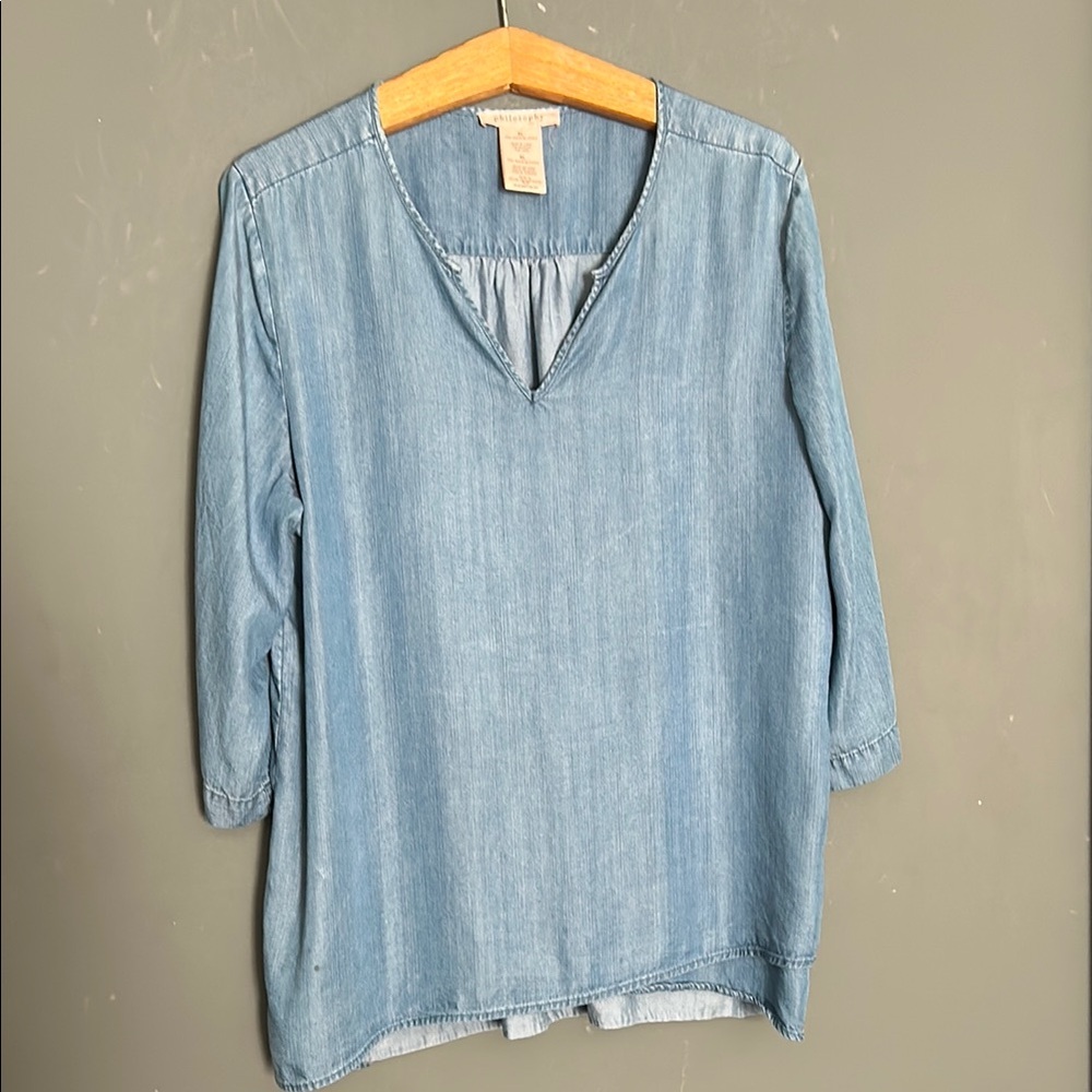 Philosophy denim Blue color Boxy Tunic with Three-Quarter Sleeves